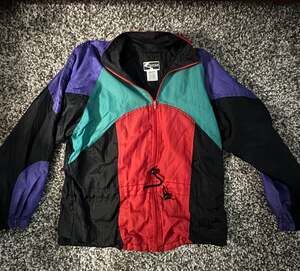 Vintage 90s Active Stuff Color Block Full Zip Windbreaker Jacket Medium